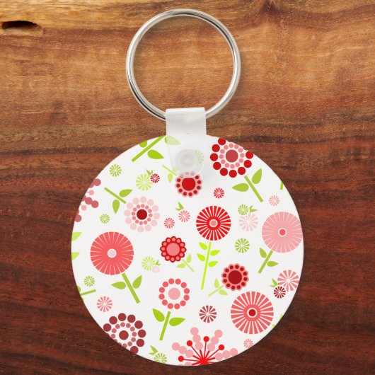 Vruchtrode bloemen sleutelhanger (Voorkant)