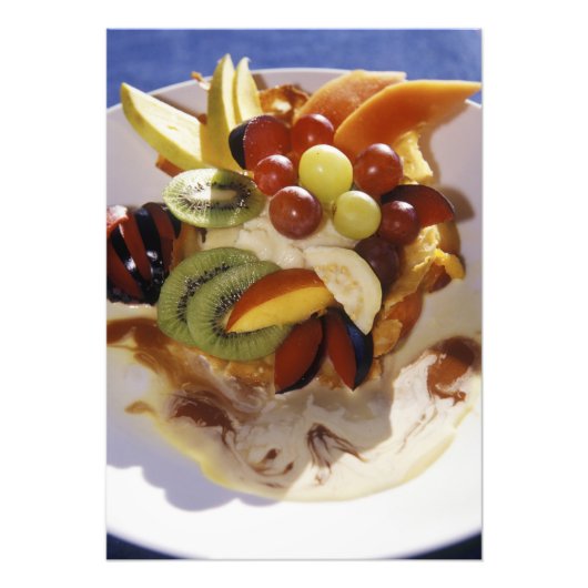 Vruchtsalade met ijs. foto afdruk (Voorkant)