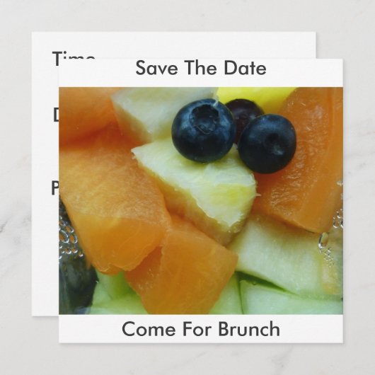 Vruchtsalade, sla de datum op, kom naar Brunch Save The Date (Voorkant / Achterkant)