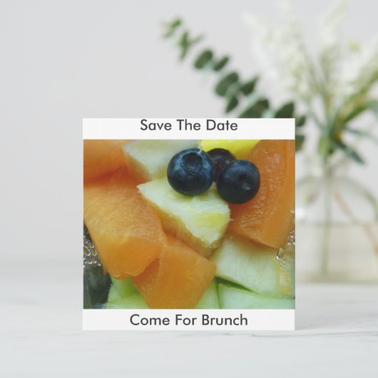 Vruchtsalade, sla de datum op, kom naar Brunch Save The Date (Staand voorkant)