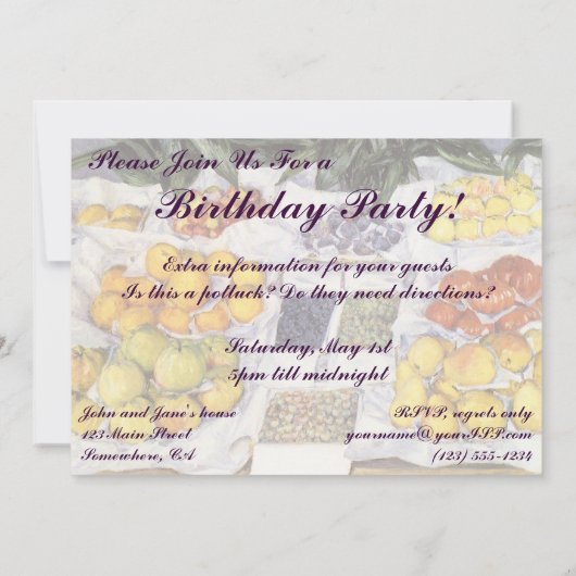 Vruchtstandaard van Gustave Caillebotte,  kunst Kaart (Achterkant)