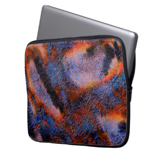 Vruchttextuur, met rode tot blauwe olieverf laptop sleeve