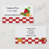 Vruchtthema met rode en witte controles visitekaartje (Voorkant / Achterkant)