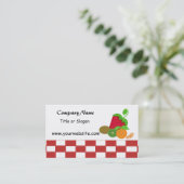 Vruchtthema met rode en witte controles visitekaartje (Staand voorkant)