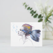 Vruchtvis Mermaid portret Surreal-tekenkunst Briefkaart (Staand voorkant)