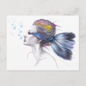 Vruchtvis Mermaid portret Surreal-tekenkunst Briefkaart (Voorkant)