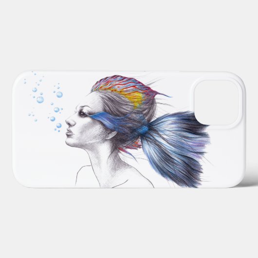 Vruchtvis Mermaid portret Surreal-tekenkunst Case-Mate iPhone Case (Achterkant (horizontaal))