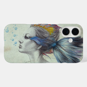 Vruchtvis Mermaid portret Surreal-tekenkunst iPhone 16 Hoesje