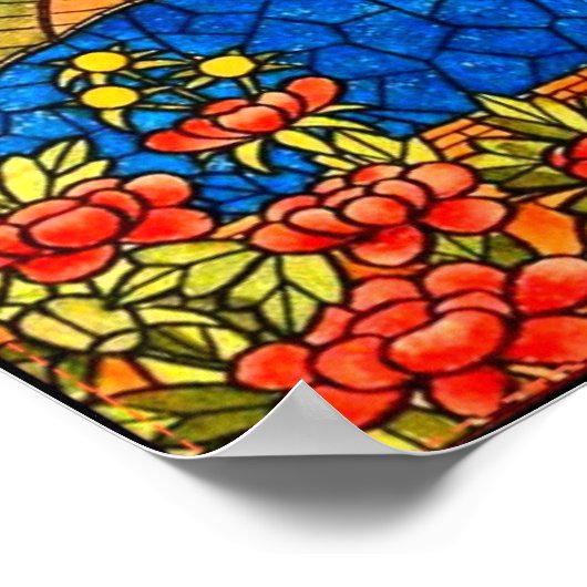 Vruchtvleermuis  Glas in lood ziet er mozaïek uit Poster (Hoek)