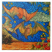 Vruchtvleermuis  Glas in lood ziet er mozaïek uit Tegeltje (Voorkant)