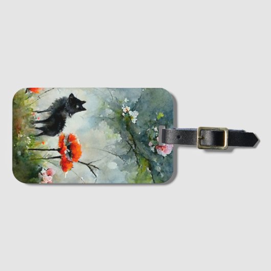 Vruchtwild bagagelabel met celflora (Voorkant (horizontaal))