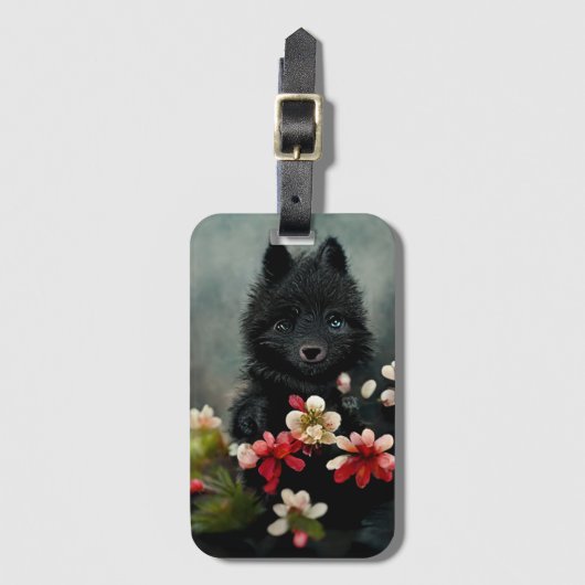 Vruchtwild bagagelabel met celflora (Voorkant (verticaal))