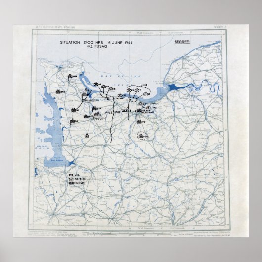 VS 12e landpositieschema 2400 op D-Day Poster (Voorkant)