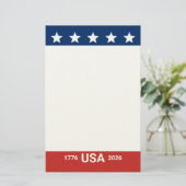 VS 1776 2026 250ste verjaardag Rood Wit Blauw Briefpapier (Staand voorkant)