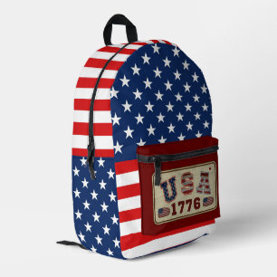 VS 1776 Amerikaanse Vlag Patriottisch Rood Blauw W Bedrukte Rugzak