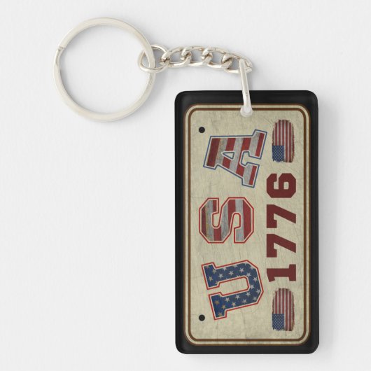 VS 1776 Vintage Amerikaanse Vlag Sleutelhanger (Voorkant)