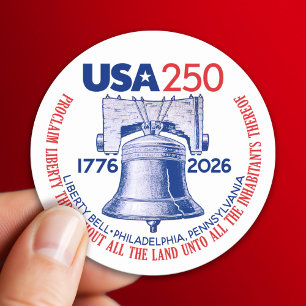 VS 250 - 1776-2026 - Liberty Bell Rood Wit Blauw Ronde Sticker