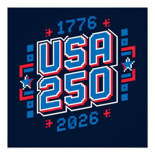 VS 250 – 1776 tot 2026 Pixel Art Perfect Poster (Voorkant)