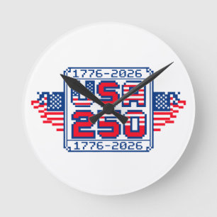 VS 250 – 1776 tot 2026 Pixel Art Ronde Klok