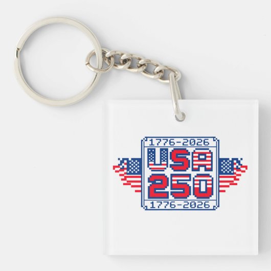 VS 250 – 1776 tot 2026 Pixel Art Sleutelhanger (voorkant)
