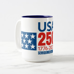 VS 250 - 250e verjaardag van Amerika - Sterren Str Tweekleurige Koffiemok