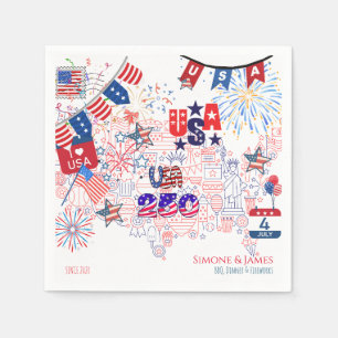 VS 250 4 juli Feest Decoratie Patriottisch Thema Servet