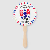 VS 250 Aangepaste Stad Staat Patriottisch Rood Wit Handwaaier (Achterkant)