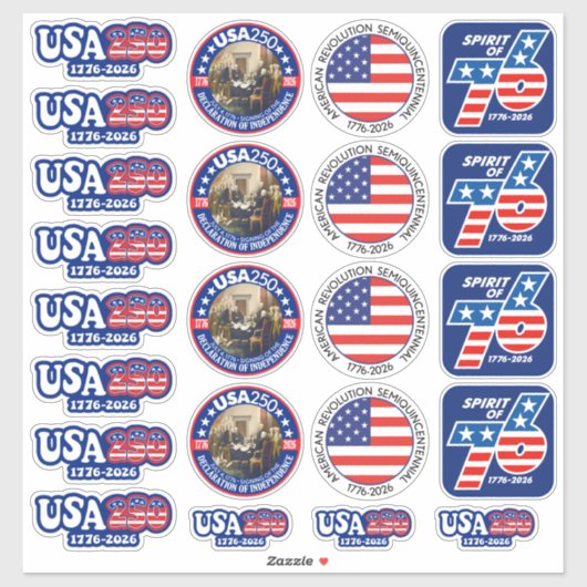 VS 250 - Amerika's 250e gevarieerd Sticker (Vel)