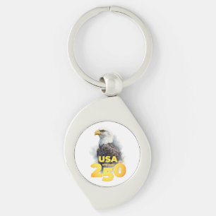 VS 250: Aquarel Witte Kop Arend & Goud Sleutelhanger
