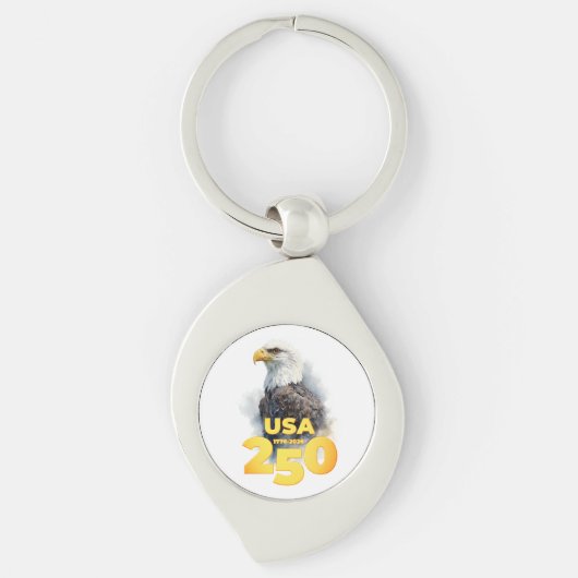 VS 250: Aquarel Witte Kop Arend & Goud Sleutelhanger (Voorkant)