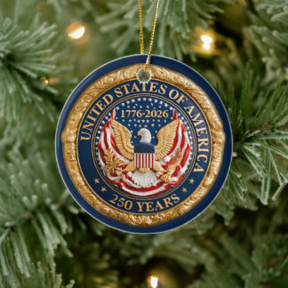 VS 250 Jaar 1776-2026 Amerikaanse Vlag Adelaar Keramisch Ornament