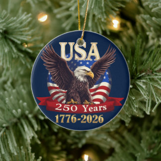 VS 250 Jaar 1776-2026 Amerikaanse Vlag Adelaar Keramisch Ornament