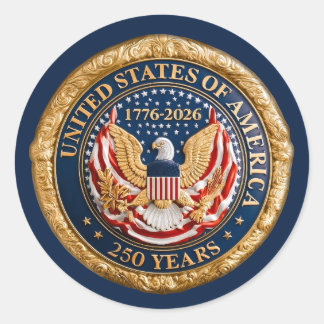 VS 250 Jaar 1776-2026 Amerikaanse Vlag Adelaar Ronde Sticker