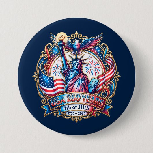 VS 250 jaar 4 juli 1776-2026 Ronde Button 7,6 Cm (Voorkant)