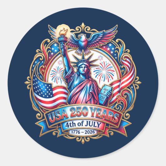 VS 250 jaar 4 juli 1776-2026 Ronde Sticker (Voorkant)