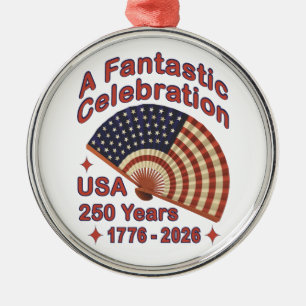 VS 250 jaar patriottisch ventilatorontwerp – 1776- Metalen Ornament