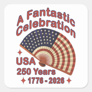 VS 250 Jaar Patriottisch Ventilatorontwerp – 1776- Vierkante Sticker