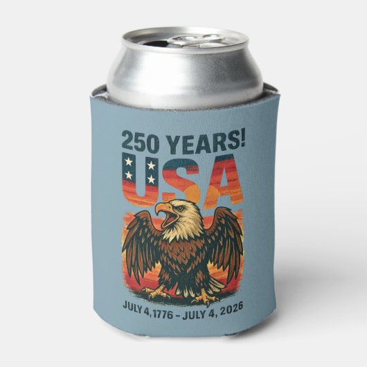 VS 250 jaar – Patriottische Bald Eagle 4 juli 2026 Blikjeskoeler (Blikje Voorkant)