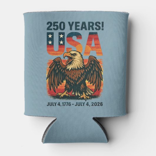 VS 250 jaar – Patriottische Bald Eagle 4 juli 2026 Blikjeskoeler (Voorkant)