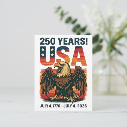 VS 250 jaar – Patriottische Bald Eagle 4 juli 2026 Briefkaart (Staand voorkant)