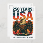 VS 250 jaar – Patriottische Bald Eagle 4 juli 2026 Briefkaart (Voorkant / Achterkant)