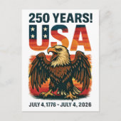 VS 250 jaar – Patriottische Bald Eagle 4 juli 2026 Briefkaart (Voorkant)