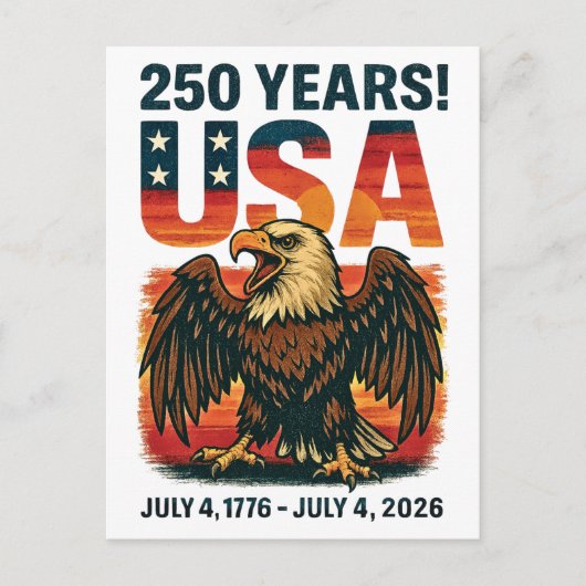VS 250 jaar – Patriottische Bald Eagle 4 juli 2026 Briefkaart (Voorkant)