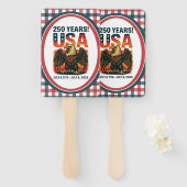 VS 250 jaar – Patriottische Bald Eagle 4 juli 2026 Handwaaier (Voorkant en achterkant)