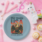 VS 250 jaar – Patriottische Bald Eagle 4 juli 2026 Papieren Bordje (Feest)