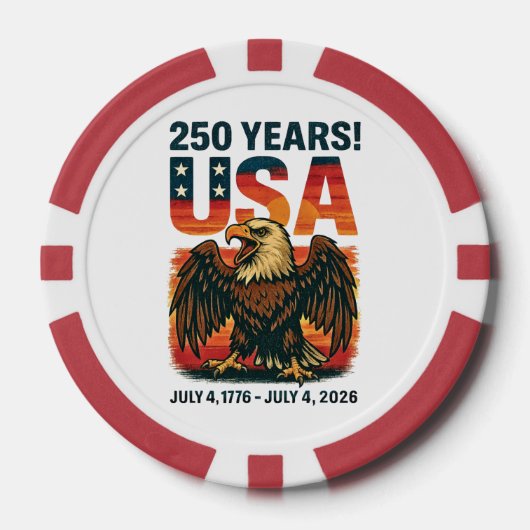 VS 250 jaar – Patriottische Bald Eagle 4 juli 2026 Poker Chips (Voorkant)