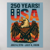 VS 250 jaar – Patriottische Bald Eagle 4 juli 2026 Poster (Voorkant)