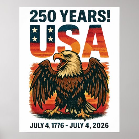 VS 250 jaar – Patriottische Bald Eagle 4 juli 2026 Poster (Voorkant)