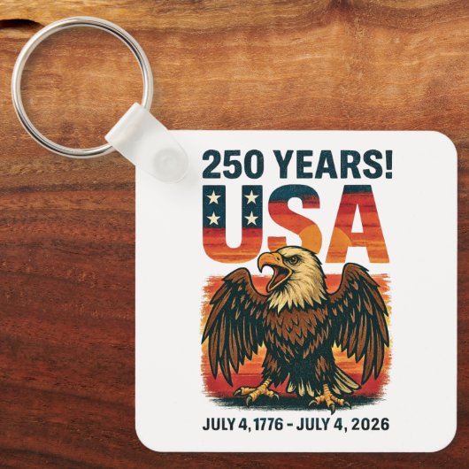 VS 250 jaar – Patriottische Bald Eagle 4 juli 2026 Sleutelhanger (Voorkant)