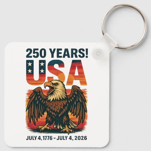 VS 250 jaar – Patriottische Bald Eagle 4 juli 2026 Sleutelhanger (Achterkant)